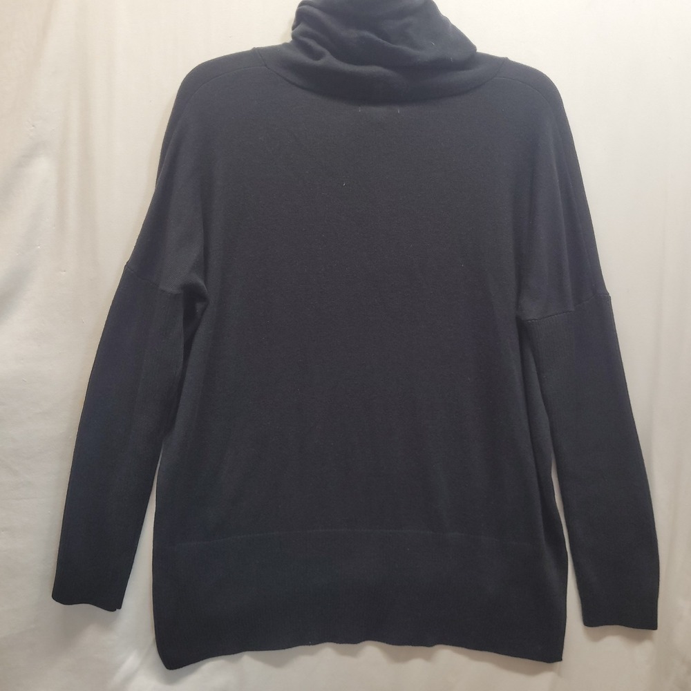 Gap Body Womens Large Black Hoodie Sweater Relaxed Fit High-Low Hem Mixed Knits - Picture 4 of 15
